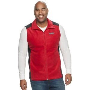 Columbia Mens Steens Mountain Red Fleece Zip Front Hand Pockets Vest size Medium